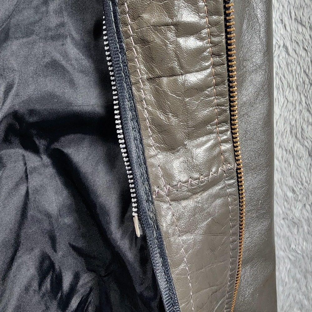 VINTAGE‎ Jean Pierre Leather Bomber Jacket Mens 42 Long Gray Made Argentina 60s - Picture 12 of 16